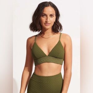 NWOT Women's SEAFOLLY Willow Banded Bralette Bikini Top size AU 10 in Avocado